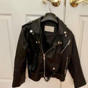 Sassy, leather black, cropped ,moto jacket